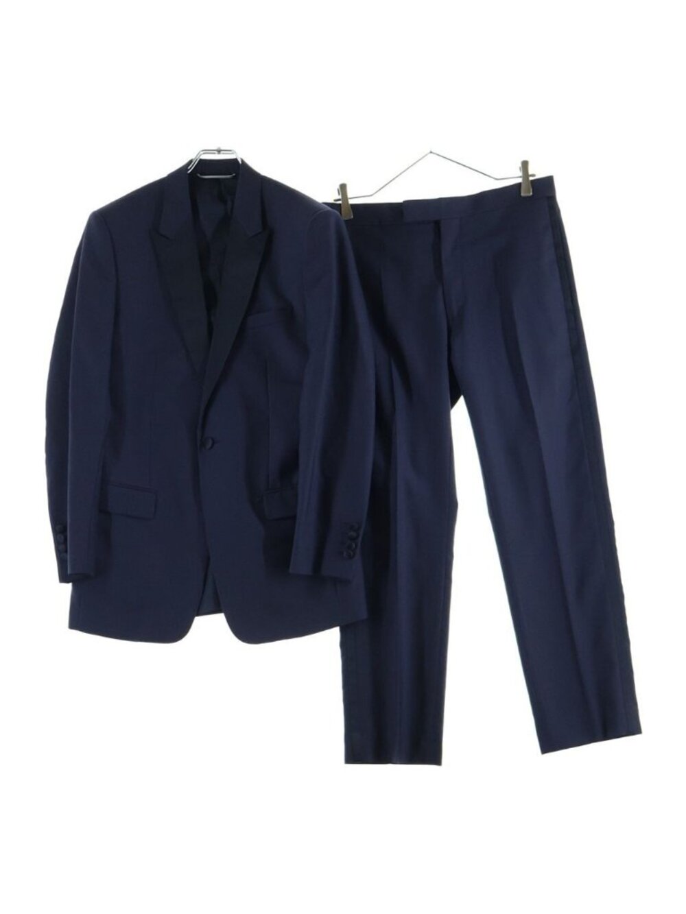 Dior Peaked Jacket Satin Lapel Logo Set Suit Navy